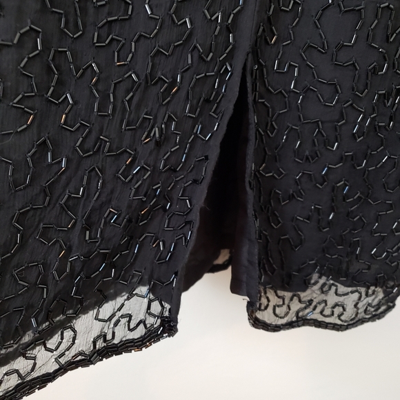 Vintage 1980s Floral Beaded and Sequin Dress - Picture 7 of 14